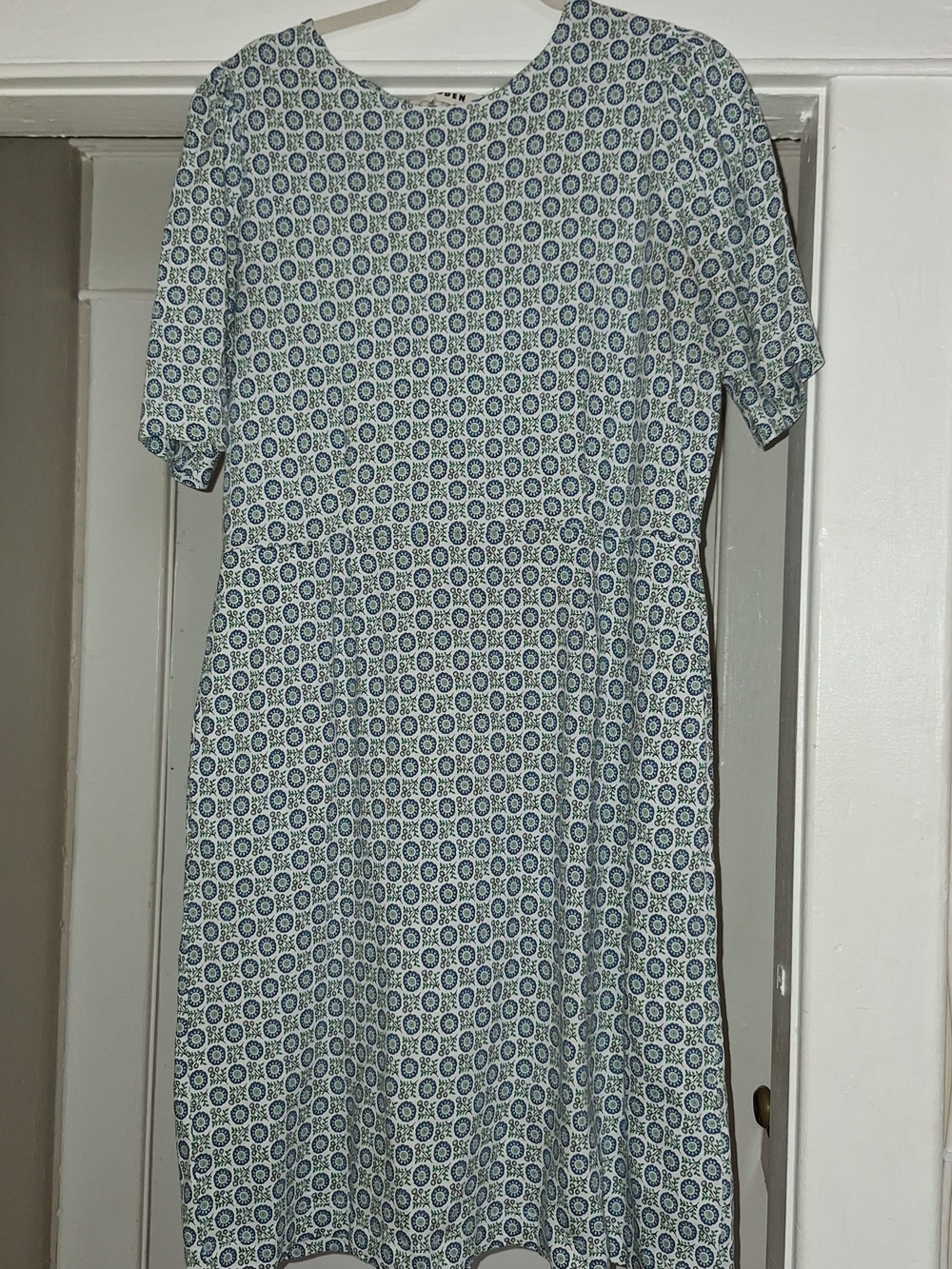 Boden Green and White Geometric Midi Dress. Versatile, Casual Wear